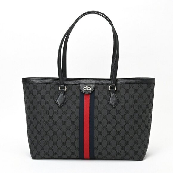 BALENCIAGA Black Leather Tote Bag - Picture 1 of 10